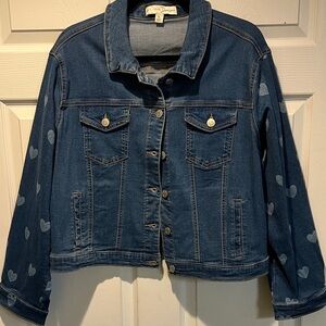 Denim Heart-Patterned Jean Jacket